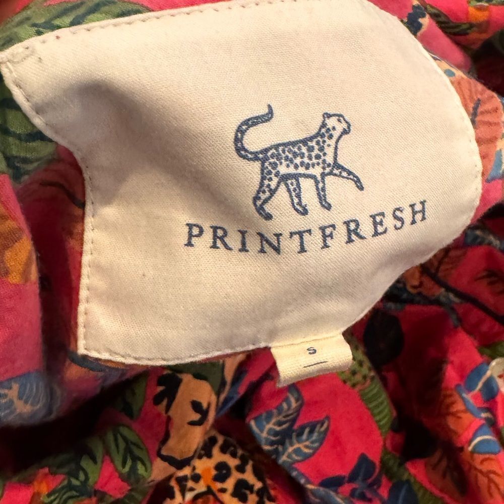 Printfresh Bagheera button down Sleep Shirt Top in hot pink small - Picture 3 of 4